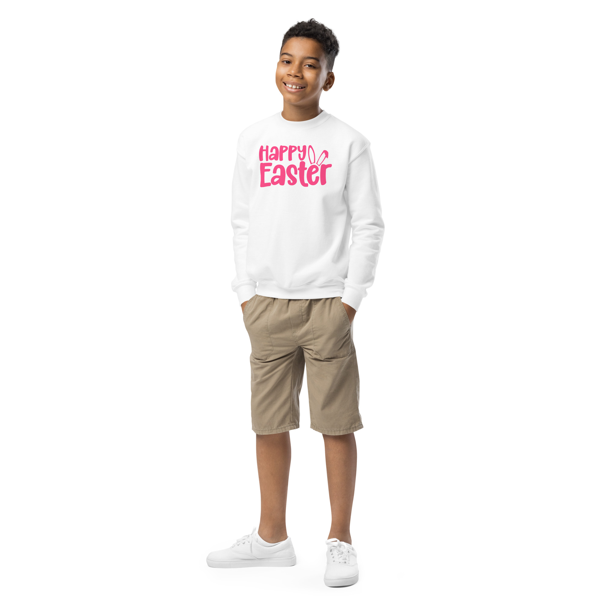 happy easter youth crewneck sweatshirt