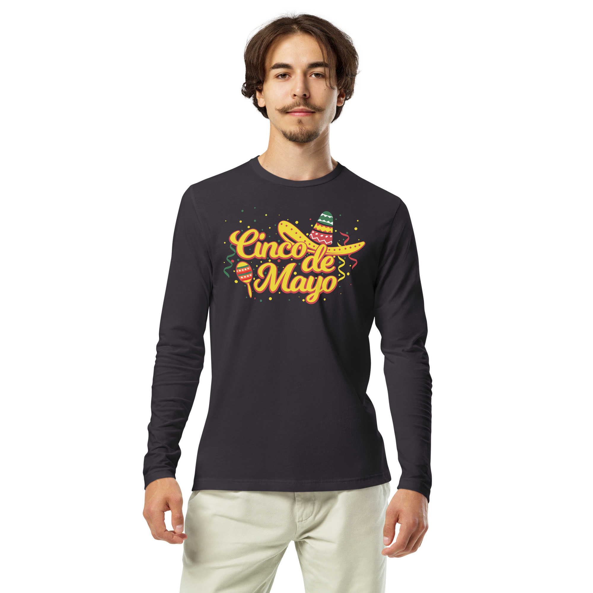 cinco de mayo, cinco fiesta graphic long sleeve fitted crew
