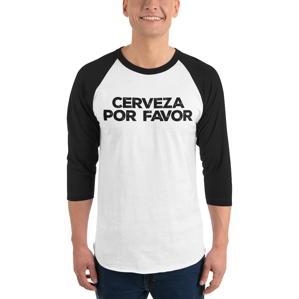 cinco de mayo, funny cerveza 3/4 sleeve raglan shirt