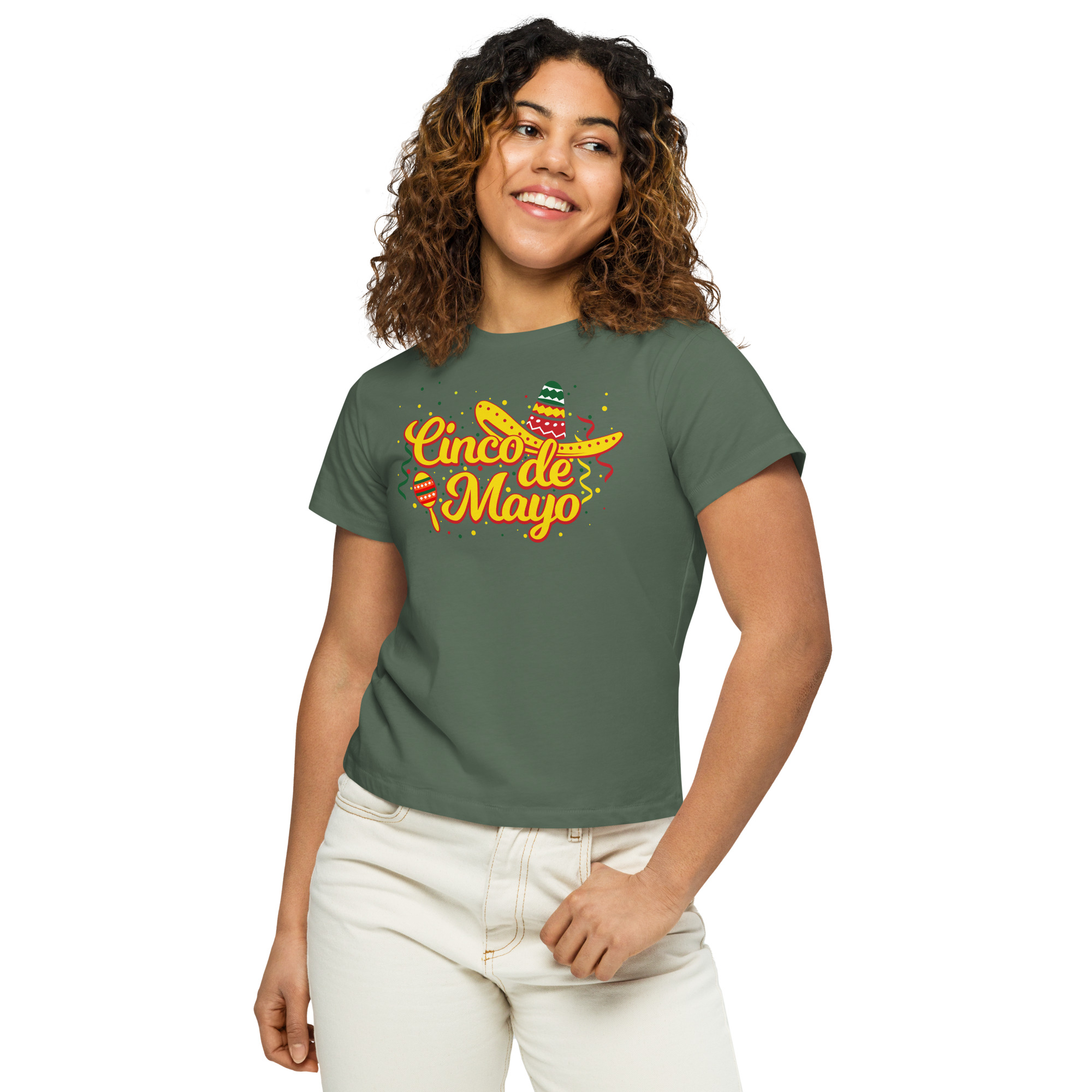 cinco de mayo, happy cinco women’s high waisted t shirt