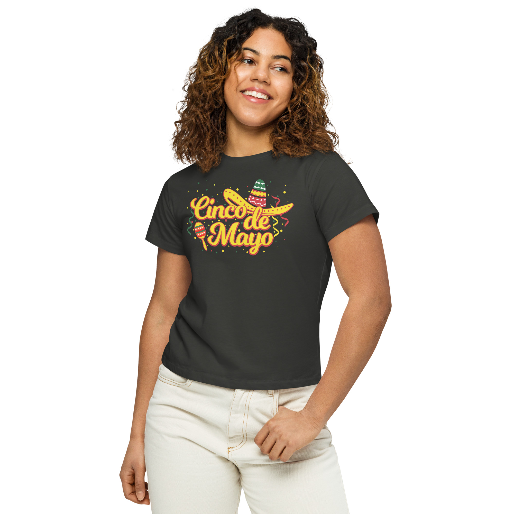 cinco de mayo, happy cinco women’s high waisted t shirt