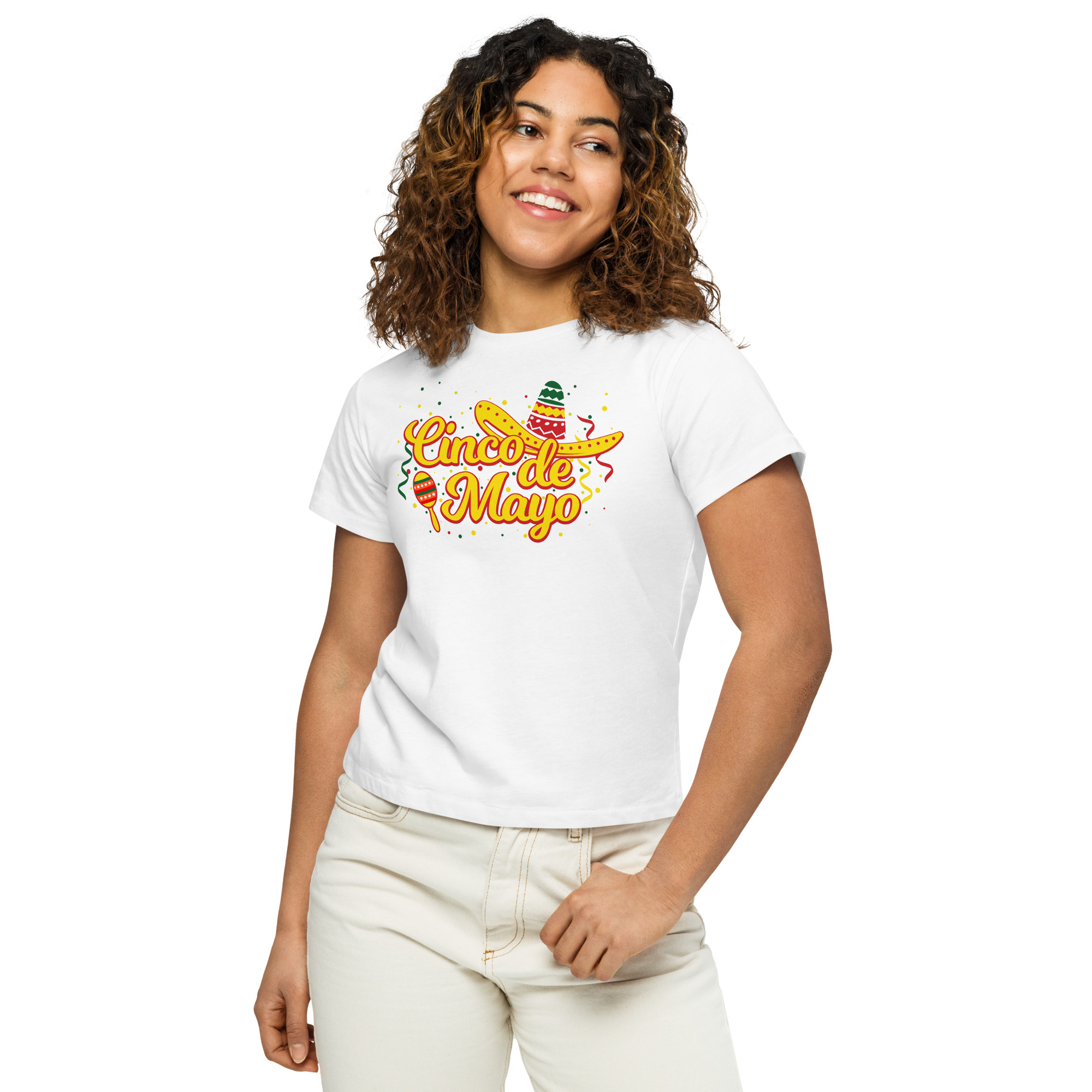 cinco de mayo, happy cinco women’s high waisted t shirt