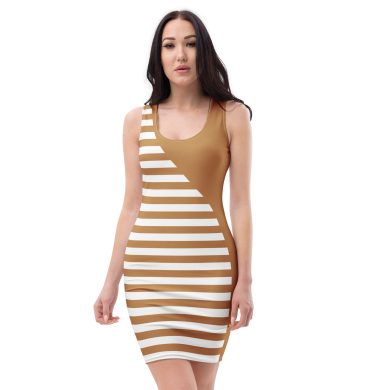 Light Brown color All Over Print Woman’s Bodycon dress