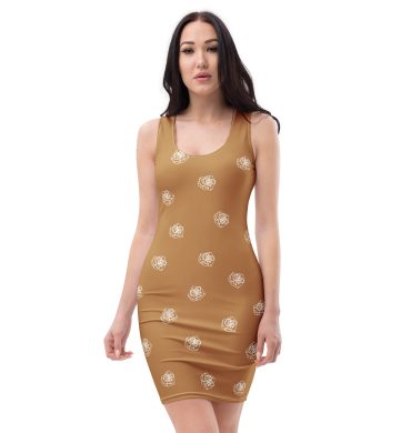 Rose Nude color All over print Bodycon dress