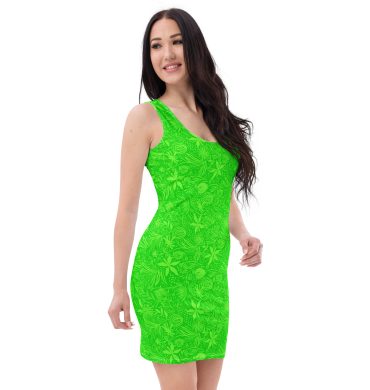 Green Floral pattern All over print Bodycon dress