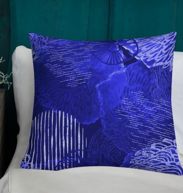 Blue floral design Premium Pillow