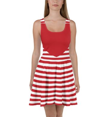 Red and white Stripes Skater dress