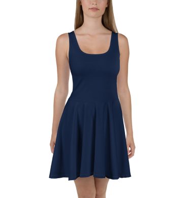 Navy Blue Color Skater Dress for women