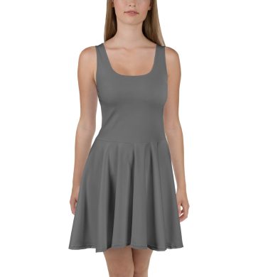 Solid Grey Color Skater Dress for women