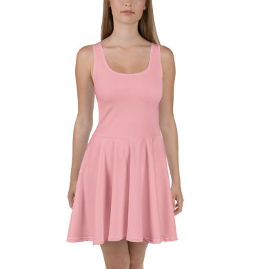 Solid Light Pink Color Skater Dress for women