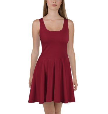 Solid Burgundy Color Skater Dress for women