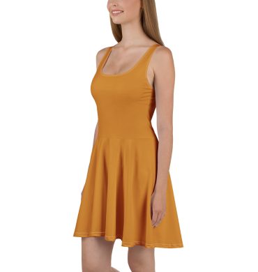 Solid Bronze Color Skater Dress for women