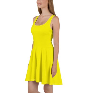 Solid Yellow Color Skater Dress for women