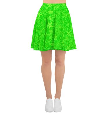 Green Floral pattern Skater Skirt for women