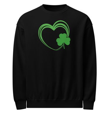 outlined heart and clover, st. patrick's day crew neck sweatshirt