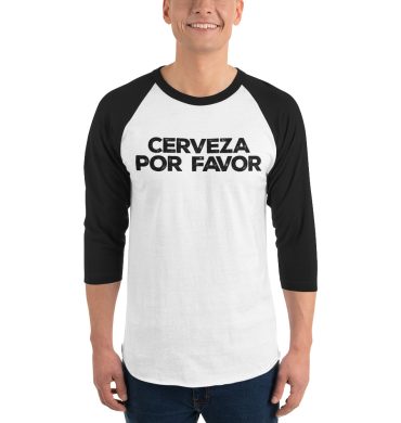 cinco de mayo, funny cerveza 3/4 sleeve raglan shirt