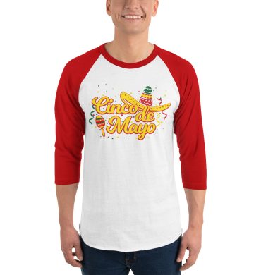 cinco de mayo, sombrero party 3/4 sleeve raglan shirt