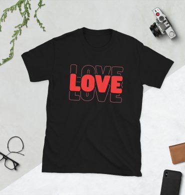 Love Text, Outlined text, Valentine day Short-Sleeve Unisex T-Shirt