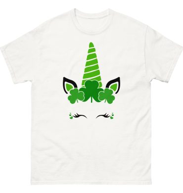 Cute Clover Unicorn face, St. Patrick’s Day Unisex classic tee