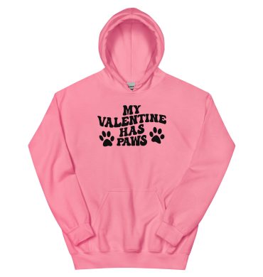 My Valentine has paws, Dog lover’s Valentine day, Unisex Hoodie