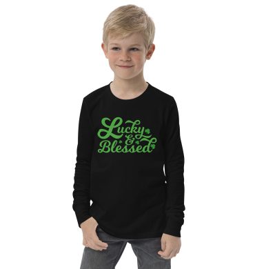 Lucky and blessed, St Patrick’s Day Youth long sleeve tee
